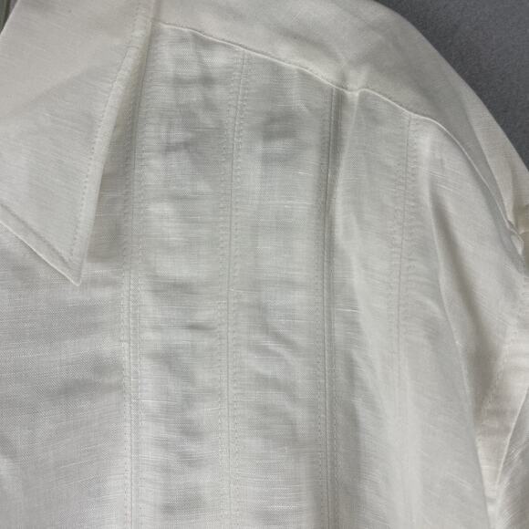 Havana Linen Blend Shirt Mens XXL Ivory Button Up Guayabera Tropical Aloha NEW - Picture 11 of 12